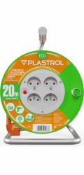 Plastrol Prodlužovací kabel ECO LINE na bubnu, 4x2p+Z, 10A, 2300W, kabel 3x1mm H05VV-F; 20m; oranžový (W-98946)
