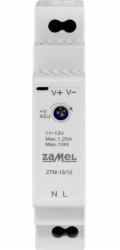 Zamel Spínaný napájecí zdroj pro montáž na lištu TH-35 (DIN), 15W, 12V DC typ: ZTM-15/12 EXT10000279