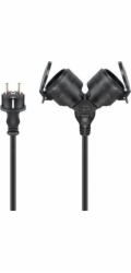 Goobay Dvojitý venkovní prodlužovací kabel Cable, 10 m, černý - délka kabelu 10 m