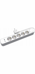 Plastrol PRODLOUŽOVACÍ KABEL DO DOMÁCNOSTI 5x ZÁSUVKA 3m S VYPÍNAČEM 1x USB-A 1x USB-C