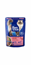 OPTIVITAL Tasty shreds in gravy with beef - mokré krmivo pro kočky - 85g