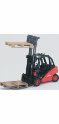BRUDER Linde Gabelstapler H30D (schwarz/rot, mit Anhängerkupplung und 2 Paletten)
