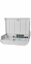 MikroTik CSS610-1Gi-7R-2S+OUT reverzní PoE switch, 8x Gigabit, 2x SFP+, 1x PoE out, 7x PoE in, 56Gbps