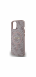 Guess PU Leather 4G Colored Ring MagSafe kryt iPhone 14 ružový