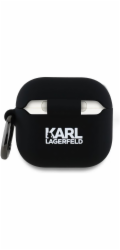 Karl Lagerfeld KLA4RUNIKK silikonový kryt na AirPods 4 černý/černý s 3D hlavou Karla