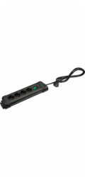 Prodlužovací kabel Tido se 4 zásuvkami, černý, 55 mm x 360 mm s vypínačem