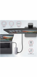 AXAGON HMC-6M2, USB 3.2 Gen 1 hub, porty 2x USB-A, HDMI, RJ-45 GLAN, SATA M.2 slot, PD 100W, kabel USB-C 18cm