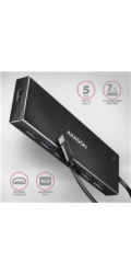 AXAGON HUE-F7C, 7x USB 3.2 Gen 1 ALU FLAT CHARGING hub, micro USB napájecí konektor, kabel USB-C 30cm
