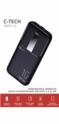 Powerbanka C-tech 10000mAh, Li-Pol, 22,5W, USB-C/USB-A/micro USB