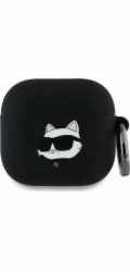 Karl Lagerfeld KLA4RUNCHK silikonový kryt na AirPods 4 černý/černý s 3D Choupette Head