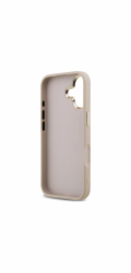 Guess PU Leather 4G Metal Logo Gold Frame kryt iPhone 17 ružový