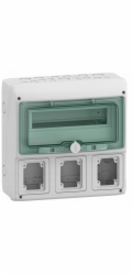 Schneider Mureva rozvaděč IP65 pro povrchovou montáž 1x12 pro zásuvky gMRV-1-12+1-NT-T/3 3 otvory 90x100mm 13180