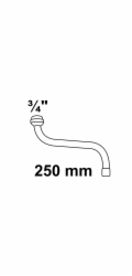 Kirchhoff S-trubkový výstup se směšovací tryskou a O-kroužkem, 20 mm (3/4") x 250 mm, chrom