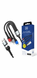 3mk kabel Hyper Cable N-SERIES 6 in 1 C/A to C/Lightning/Micro 1.2m QC 3.0 9V/2A 18W Black