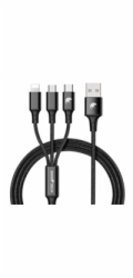 RhinoTech nabíjecí a datový kabel 3v1 USB-A (MicroUSB + Lightning + USB-C) 1,2m černá