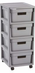 Regál Curver Infinity 4x11L se zásuvkami světle šedý