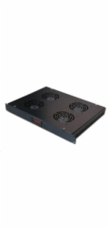 19" ventilační jednotka XtendLan, 4 ventilátory, LCD display, termostat, hloubka 350mm, černá