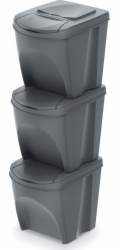 Prosperplast Odpadkový koš SORTIBOX 3 x 25 l šedý kámen