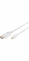 Digitus mini-DisplayPort > DisplayPort Anschlusskabel, Full HD 1080p (weiß, 2 Meter)
