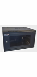 LEXI-Net 19" nástěnný rozvaděč 6U 600x450, nosnost 60 kg, skleněné dveře, rozložený, černý