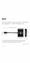 Club3D hub MST (Multi Stream Transport) USB3.2 Gen2 Type-C(DP Alt-Mode) na DisplayPort + HDMI 4K60Hz (M/F)