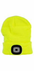 Čepice s čelovkou LED žlutá (USB nabíjení)