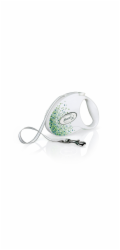 FLEXI Glam Splash Leaf with Swarovski crystals M - Dog Retractable lead - 5 m - white