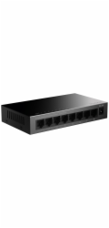STRONG switch SW8000M/ 8x port Gigabit RJ45/ 10/100/1000 Mb/s/ 16 Gb/s/ 802.3i/u/ab/x/az/ kovové šasi/ černý