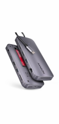 AXAGON HMC-12GM2, USB 10Gbps hub, 3x USB-A, USB-C, HDMI, DP, RJ-45 GLAN, M.2, SD/mSD, audio, PD 100W, kabel USB-C 50cm