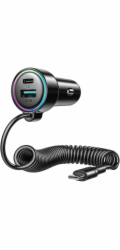 Joyroom nabíječka Joyroom rychlá nabíječka do auta 3 v 1 s kabelem USB typu C 1,5 m 55 W černá (JR-CL07)