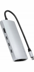 Satechi USB HUB adaptér Satechi USB-C Multiport 8K USB-C / USB-C, HDMI, 3xUSB-A 3.2 Gen 2 10Gbps, USB-A 3.2 Gen 1 5Gbps, SD/TF stříbrná