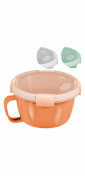 Dóza Curver® 900 ml, s uškom, otvárateľné veko, s rúčkou, mix farieb mint/sivá/broskyňová, hrnček 17