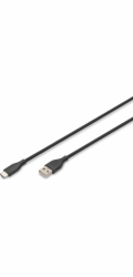 Digitus Silikonový napájecí kabel USB-A – USB-C, USB 2.0 60W, 0,5m černý