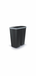 Odpadkový koš Prosperplast COMPACTA Q DUO, 45 l černý se světle šedým víkem