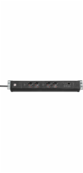Brennenstuhl Premium-Web-Line V3 Internet-Steckdosenleiste 19 4-fach, 2 Main + 2 Follow (schwarz, 1,5HE, 3 Meter Kabel, Main-Follow Funktion, LAN-Anschluss)