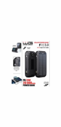 WG - Power Bank 20000 mAh, solarní panel + bezdrátové nabíjení 15W + svítilna + kompas, USB-C PD 20W, černá