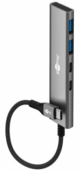 Goobay Slim 4portový USB-C na USB-C/USB-A 5 Gb/s (šedý)