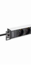 Digitus Steckdosenleiste 19 PDU mit Aluminiumprofil, 9-fach (schwarz/aluminium, 2 Meter Kabel, 1 HE, 16A, Kaltgerätestecker C20)