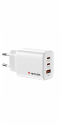 Verbatim Essentials GaN Charger  65W 2xUSB-C/1xUSB-A weiß   32353