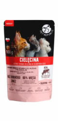 PET REPUBLIC Adult Jemně nakrájené telecí maso - mokré krmivo pro kočky - 100 g