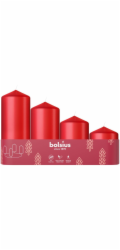 Svicky Bolsius Pillar Advent, Vanoce, cervene, 60/80/100/120x48 mm, bal. 4 ks