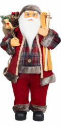 Dekorace MagicHome Vánoce, Santa, s dárkem, červený, 60 cm