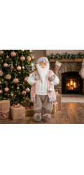 Dekorace MagicHome Vánoce, Santa, s dárkem, růžovo-hnědý, 60 cm