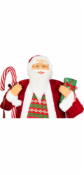 Dekorace MagicHome Vánoce, Santa, s dárkem, červený, 120 cm