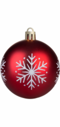 Koule MagicHome Vanoce, 12 ks, 6 cm, cervene s bilym ornamentem, na vanocni stromecek