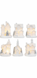 Dekorace MagicHome Vanoce, domecek, plast, 1xLED tepla bila, 6x6x8 cm, 2xLR44