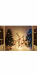 Dekorace MagicHome Vánoce, jelen, kov/provaz, časovač, 230xLED teplá bílá, 1.2 m