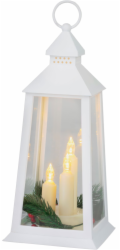 Lucerna MagicHome Vanoce, plast, bila, 3xLED zluta, 14x14x35 cm, 3xAAA