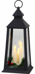 Lucerna MagicHome Vanoce, plast, cerna, 3xLED zluta, 14x14x35 cm, 3xAAA