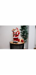 Dekorácia MagicHome Vianoce, Santa s darčekmi a medvedíkom, červený, 30 cm